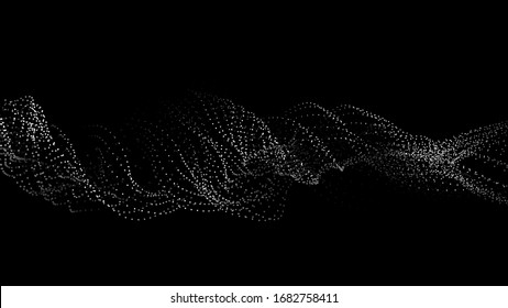 Vector abstract technology background. Big data visualization. Digital dynamic wave on dark background.