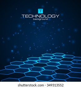 Vector abstract technology background. Hexagon design.