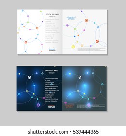 Vector abstract technology brochure with dots and line.