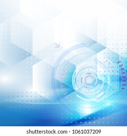 Vector abstract technology concept background with blue transparent and lighting.