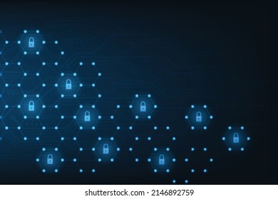Image vectorielle abstraite technologie cybersécurité concept de réseau d'informations sur la vie privée de sécurité informatique. Lien Internet sur fond high-tech futur.
