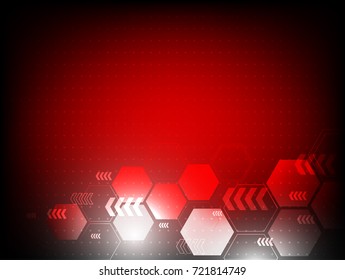 Vector abstract technology design on red color background.