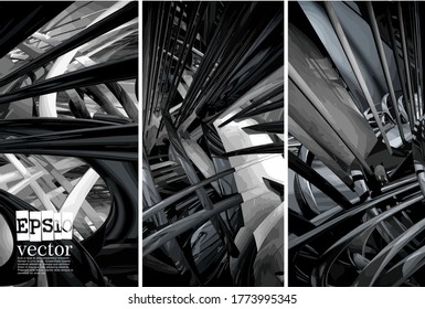 Vector abstract technology digital hi tech background, 3D illustration
