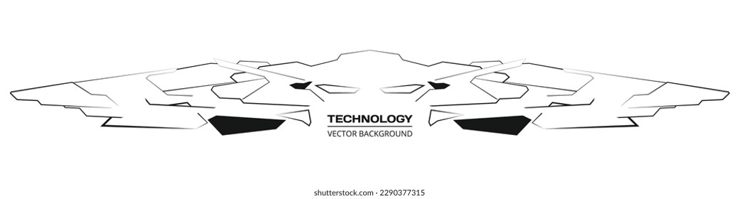 Tecnología vectorial abstracta alas de aviones futuristas sobre fondo blanco ancho. Ilustración del vector del avión