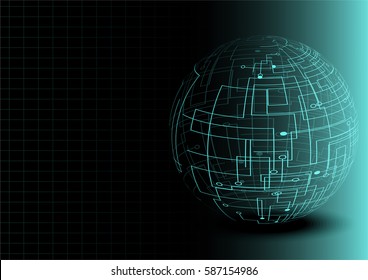 Vector abstract technology futuristic dark green with copy space on left  background