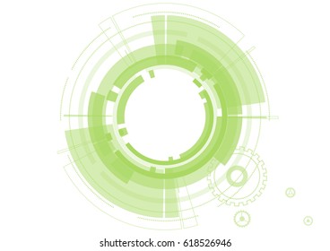 vector abstract technology green circles on white background.