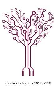 vector  abstract technology  heart tree