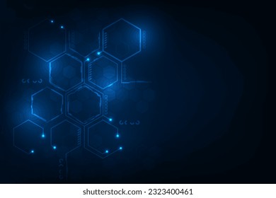 Vector abstract technology hexagonal modern futuristic blue light background.