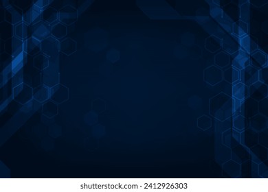Vector abstract technology hexagonal modern futuristic blue light background.