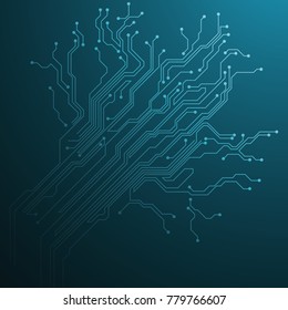 Vector abstract technology illustration with circuit board. High tech digital scheme of electronic device.