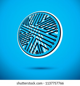 Vector abstract technology illustration with circular circuit board. High tech digital scheme of electronic device.