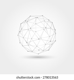 Vector abstract technology illustration, perspective geometric unusual asymmetric object. Perspective lattice figure isolated on white background.