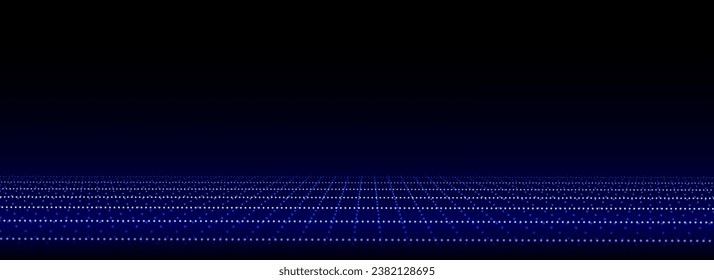 Vector abstract technology perspective grid. Detailed wireframe landscape with blue lines on black background. Digital space with mesh.