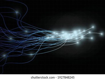 Vector : Abstract technology wire lines on black grid background