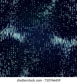 Vector abstract techonological background with pattern of glowing digits.