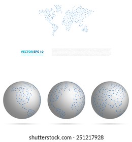 Vector Abstract Telecommunication Earth Map. World map connection illustration