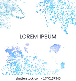 Vector abstract template with blue abstract blob. Hand draw frame. Use it as invitation, greeting card, poster, banner, Social Media design post, flyer, cover, placard, brochure, other graphic design