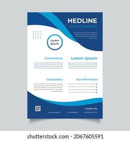 Vector abstract template design leaflet, flyer, poster, brochure, cover with turquoise and green multilayer stripes