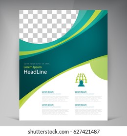 Vector abstract template design leaflet, flyer, poster, brochure, cover with turquoise and green multilayer stripes