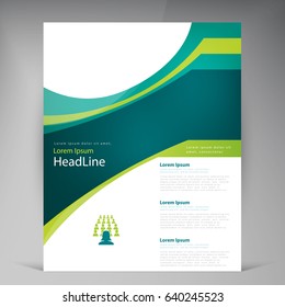 Vector abstract template design leaflet, flyer, poster, brochure, cover with turquoise and green multilayer stripes