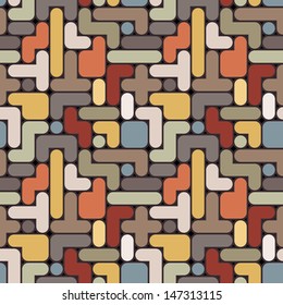 Vector abstract tetris background - vintage seamless color pattern eps8