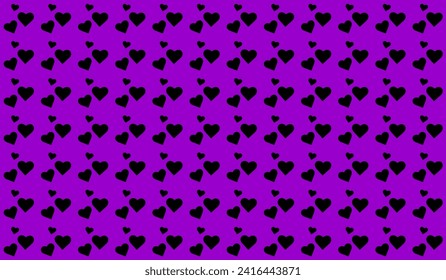 Textura abstracta vectorial. Corazones negras Diseño elegante para envolver tela impresión decoración de bodas. Día de San Valentín. Patrón. Vegetación textil Corazón Púrpura Color rosa brillante sin soldadura Patrón mínimo de impresión emo