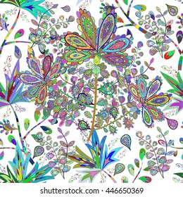 Vector abstract texture with abstract colorful flowers.