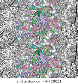 Vector abstract texture with abstract colorful flowers.