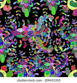 Vector abstract texture with abstract flowers. Endless background. Ethnic lace pattern. Vector backdrop. Bright pattern. Summer template. Use for wallpaper,pattern fills, web page background 