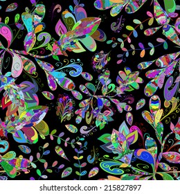 Vector abstract texture with abstract flowers. Endless background. Ethnic lace pattern. Vector backdrop. Bright pattern. Summer template. Use for wallpaper,pattern fills, web page background 