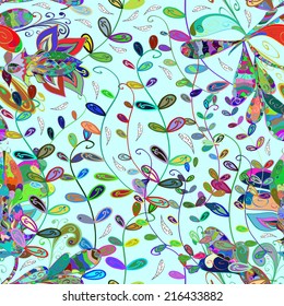 Vector abstract texture with abstract flowers. Endless background. Ethnic lace pattern. Vector backdrop. Bright pattern. Summer template. Use for wallpaper,pattern fills, web page background 