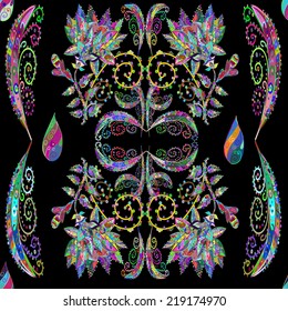 Vector abstract texture with abstract flowers. Endless background. Ethnic lace pattern. Vector backdrop. Bright pattern. Summer template. Use for wallpaper,pattern fills, web page background 