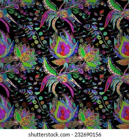 Vector abstract texture with abstract flowers. Endless background. Ethnic lace pattern. Vector backdrop. Bright pattern. Summer template. Use for wallpaper,pattern fills, web page background 