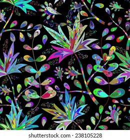 Vector abstract texture with abstract flowers. Endless background. Ethnic lace pattern. Vector backdrop. Bright pattern. Summer template. Use for wallpaper,pattern fills, web page background