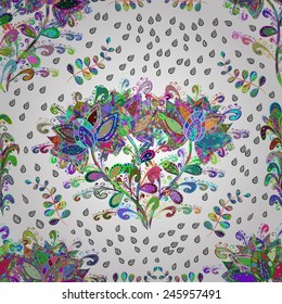 Vector abstract texture with abstract flowers. Endless background. Ethnic lace pattern. Vector backdrop. Bright pattern. Summer template. Use for wallpaper,pattern fills, web page background. EPS 10.