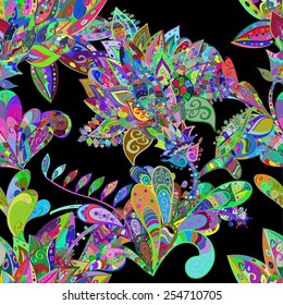 Vector abstract texture with abstract flowers. Endless background. Ethnic lace pattern. Vector backdrop. Bright pattern. Summer template. Use for wallpaper,pattern fills, web page background 