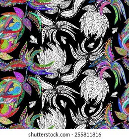 Vector abstract texture with abstract flowers. Endless background. Ethnic lace pattern. Vector backdrop. Bright pattern. Summer template. Use for wallpaper,pattern fills, web page background 