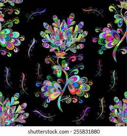 Vector abstract texture with abstract flowers. Endless background. Ethnic lace pattern. Vector backdrop. Bright pattern. Summer template. Use for wallpaper,pattern fills, web page background 