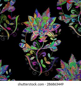 Vector abstract texture with abstract flowers. Endless background. Ethnic lace pattern. Vector backdrop. Bright pattern. Summer template. Use for wallpaper,pattern fills, web page background 