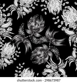 Vector abstract texture with abstract flowers. Endless background. Ethnic lace pattern. Vector backdrop. Bright pattern. Summer template. Use for wallpaper,pattern fills, web page background