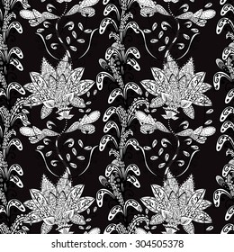 Vector abstract texture with abstract flowers. Endless background. Ethnic lace pattern. Vector backdrop. Bright pattern. Summer template. Use for wallpaper,pattern fills, web page background