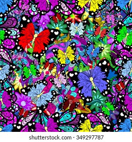 Vector abstract texture with abstract flowers. Endless background. Ethnic lace pattern. Vector backdrop. Bright pattern. Summer template. Use for wallpaper,pattern fills, web page background