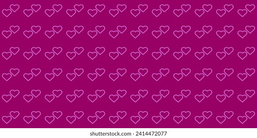 Vector abstract texture with linear hearts. Stylish design for wrapping fabric cloth print wedding decor. Valentines day pattern Textile swatch Heart Purple Bright pink seamless pattern Minimal print
