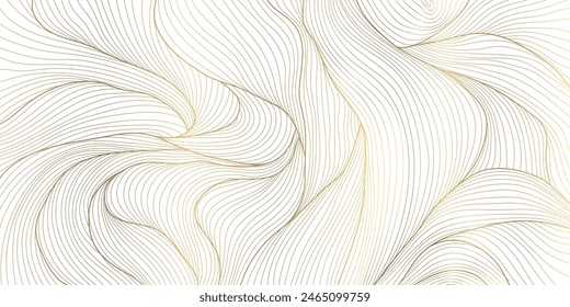 
Vector de textura abstracta de fondo de lujo, onda de línea patrón orgánico. Diseño elegante de la forma, oro en los gráficos premium blancos, adorno de las hojas, Plantilla del brillo.