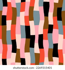 Vector abstract texture with multi coloured lines. Hand drawn colourful geometric texture. Seamless decorative background with wavy coloured stripes