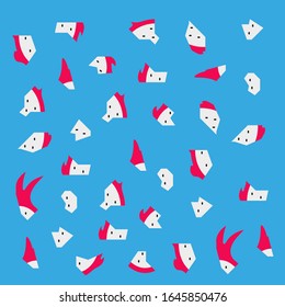 Abstrakte Textur der Vektorillustration, Stücke von Drachenfrucht auf blauem Hintergrund, kreatives Tapete-Design.