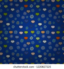 Vector. Abstract texture, repeat tiles. Love romantic theme. Design for decoration, gift paper, textile. Seamless pattern with small hearts on blue, black, neutral backdrop. Valentines day background.