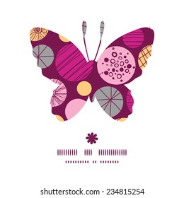 Vector abstract textured bubbles butterfly silhouette pattern frame