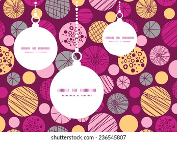 Vector abstract textured bubbles Christmas ornaments silhouettes pattern frame card template