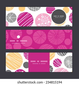 Vector abstract textured bubbles horizontal banners set pattern background